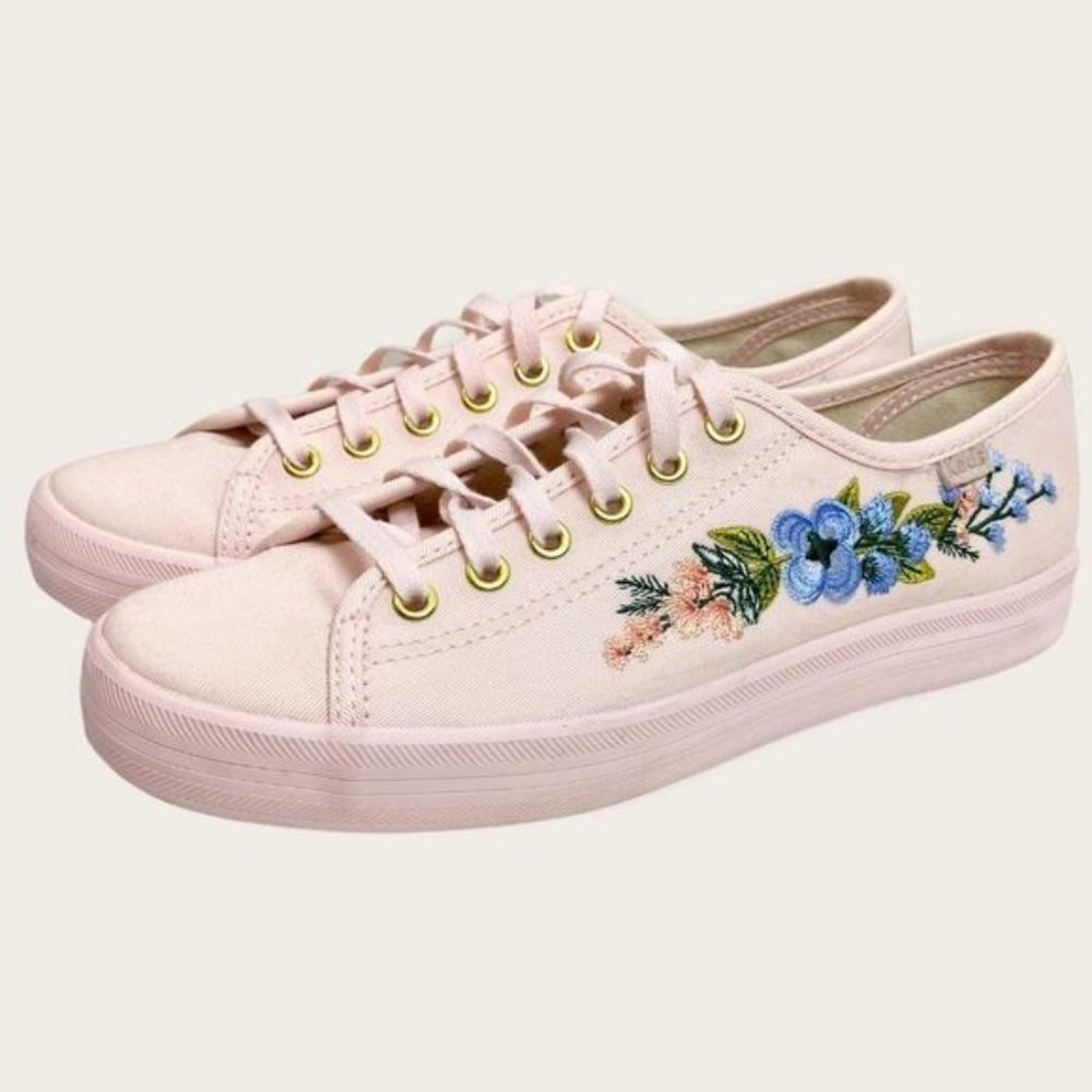 Keds x Rifle Paper Company Pink Embroidered Sneakers
